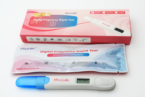 ชุดทดสอบการตั้งครรภ์อย่างรวดเร็วแบบดิจิตอลที่ชัดเจนพร้อมการตอบสนองครั้งแรก